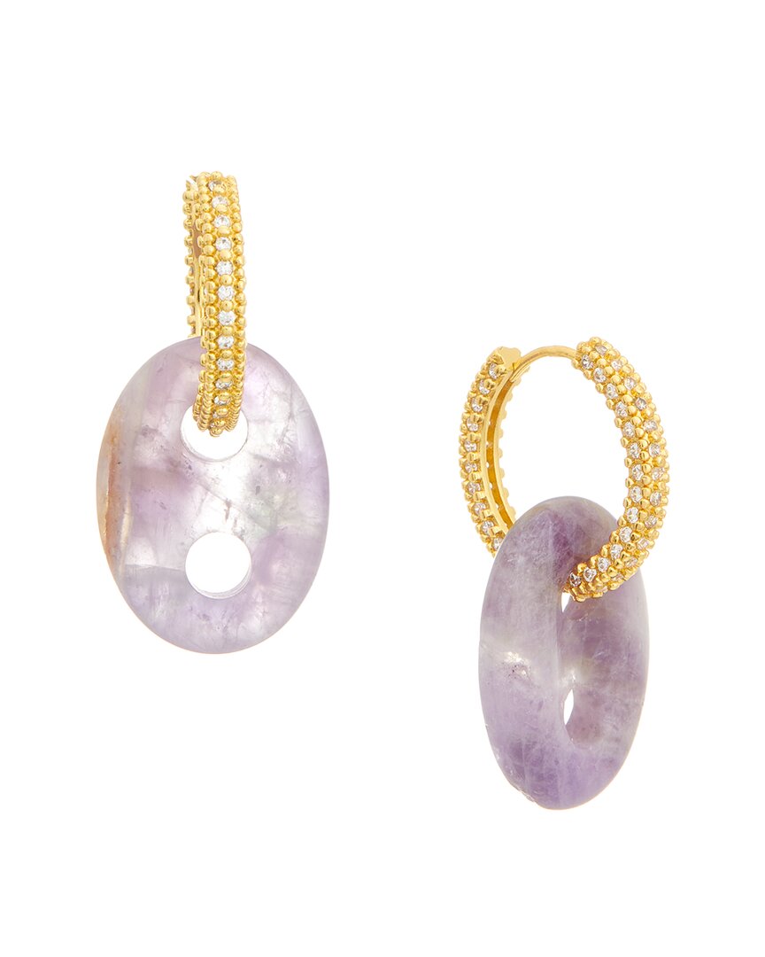 Crystal Haze 18k Plated Amethyst Cz Dangle Earrings In Gold