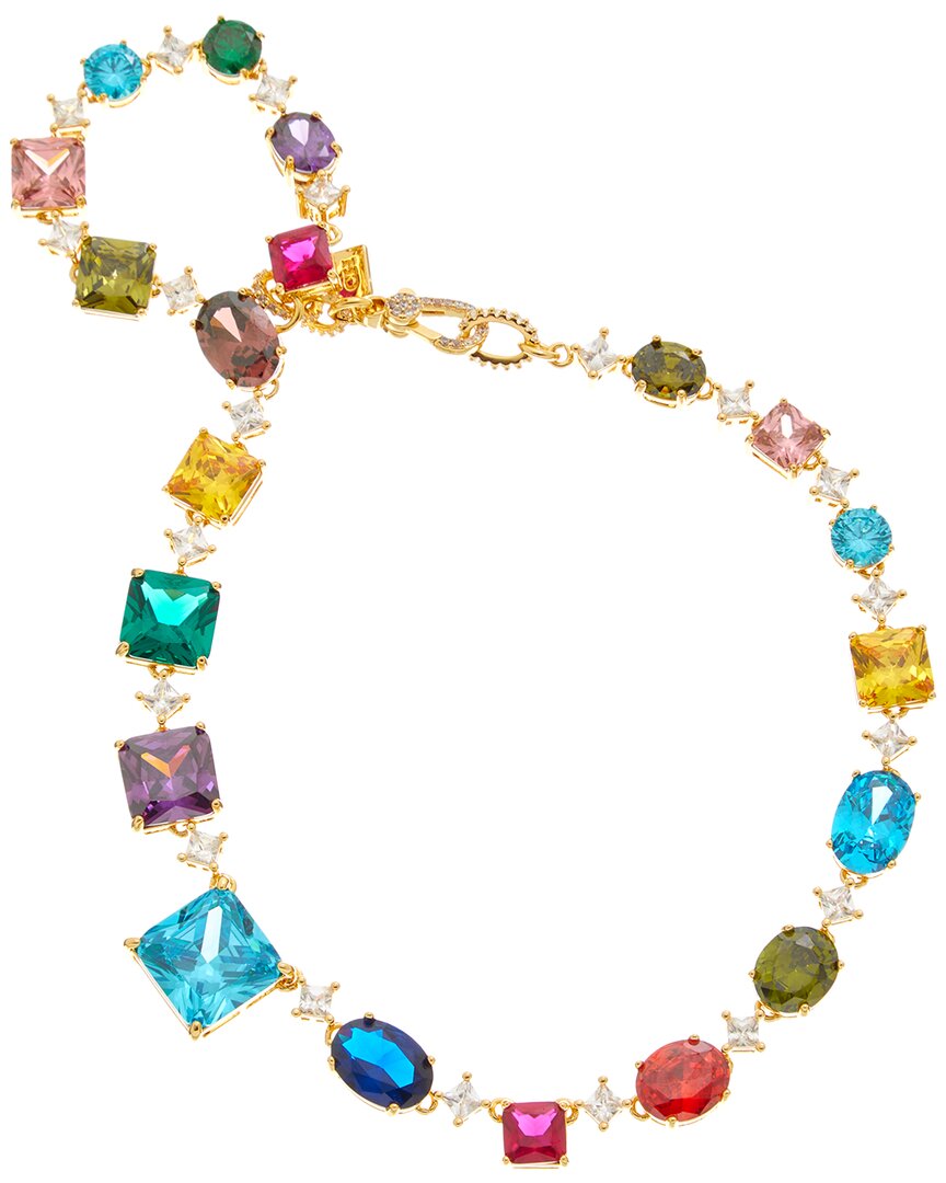 Crystal Haze 18k Plated Cz Statement Necklace In Multi