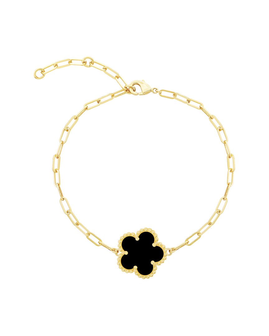 Jankuo 14k Plated Onyx Station Bracelet
