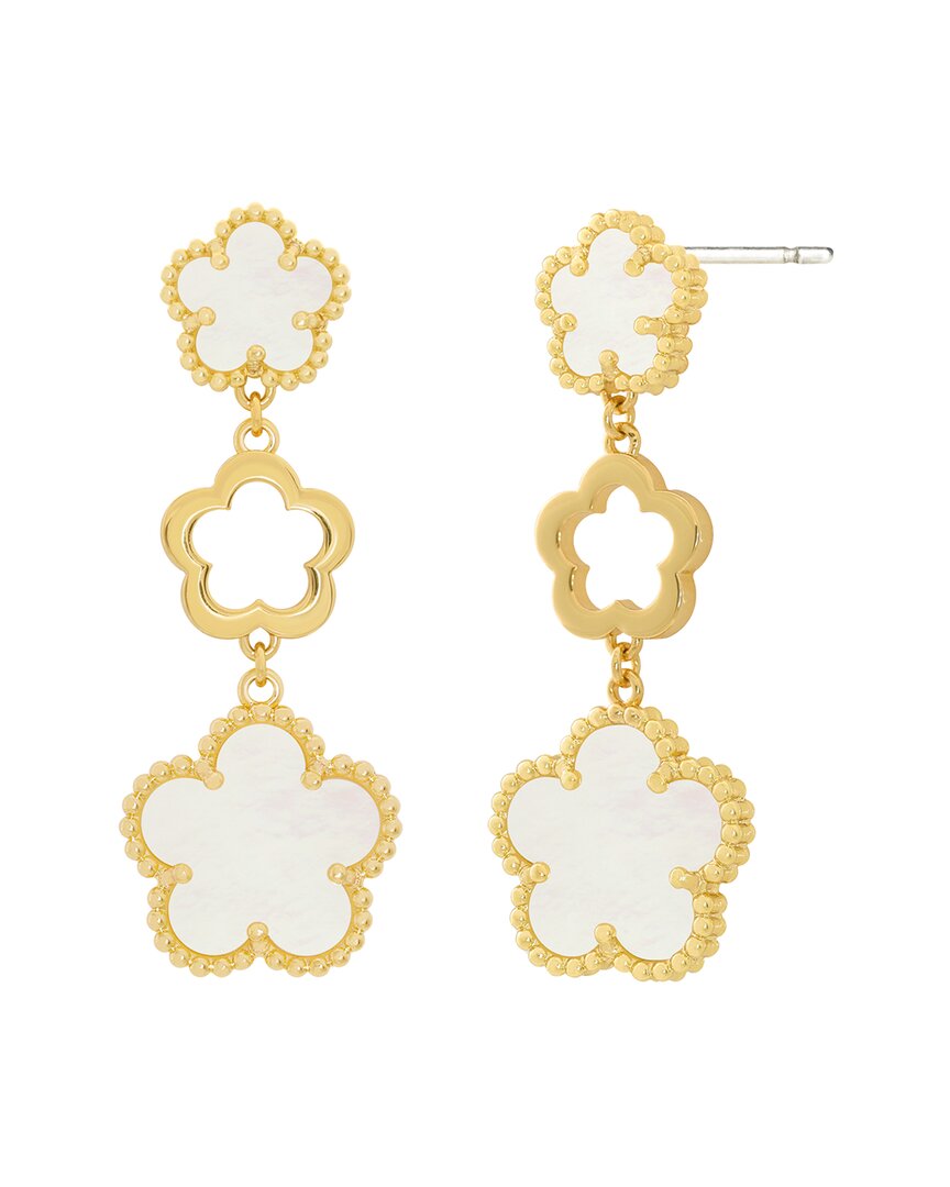 Jankuo 14k Plated Mother Of Pearl Long Drop-post Earrings In Gold