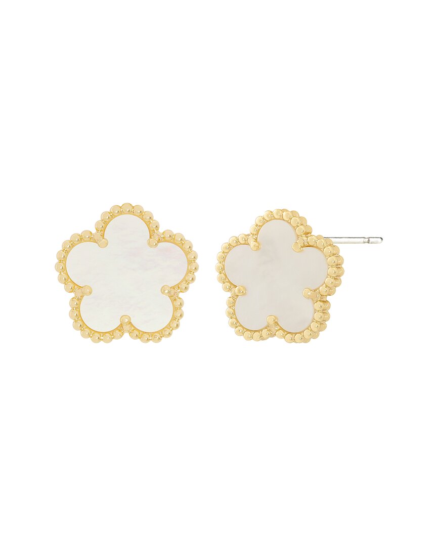 Jankuo 14k Plated Mother Of Pearl Stud-post Earrings In Gold