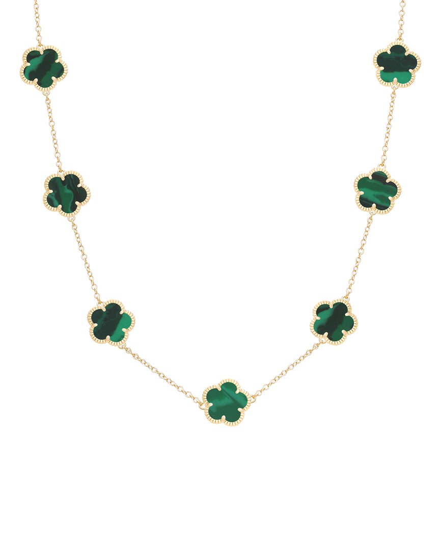 Jankuo 14k Plated Synthetic Emerald Station Necklace In Gold
