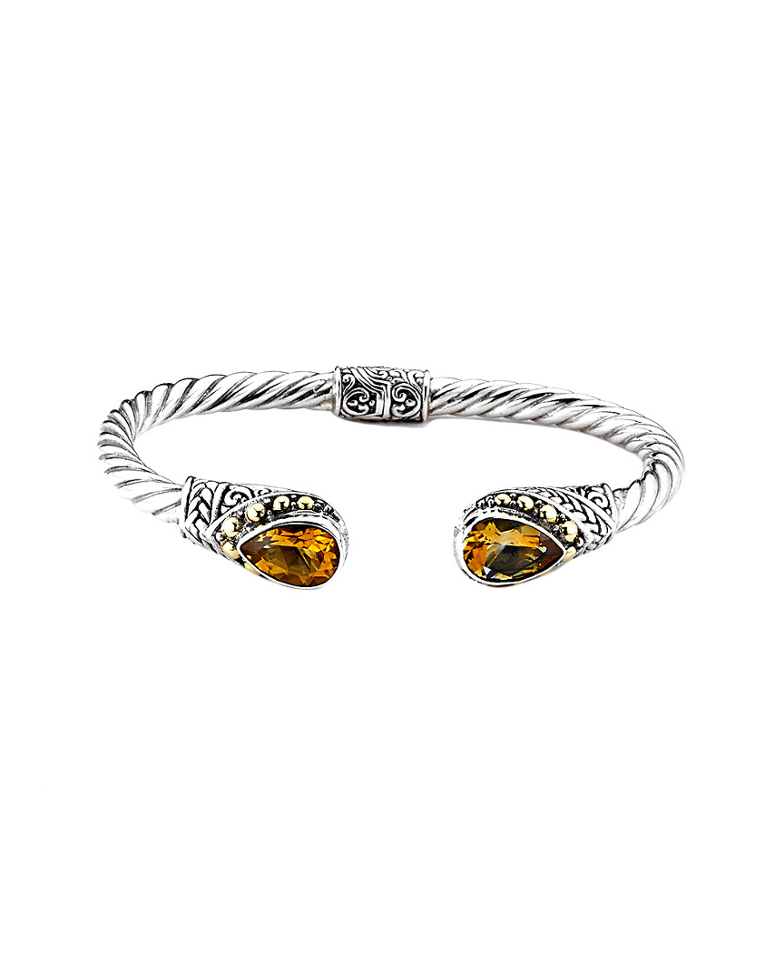 Samuel B. Silver & 18k 5.00 Ct. Tw. Citrine Bracelet In Silver