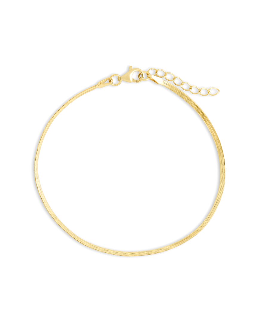 Sterling Forever Sterling Silver Herringbone Chain Bracelet In Gold