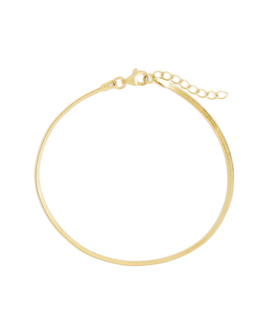 Sterling Forever Sterling Silver Herringbone Chain Bracelet In Gold