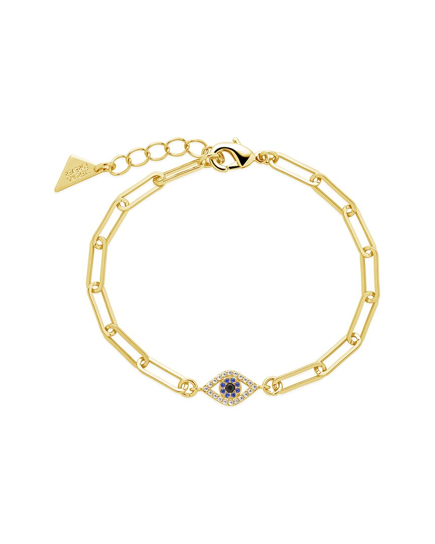 Sterling Forever Carli Cz Evil Eye Bracelet In Gold