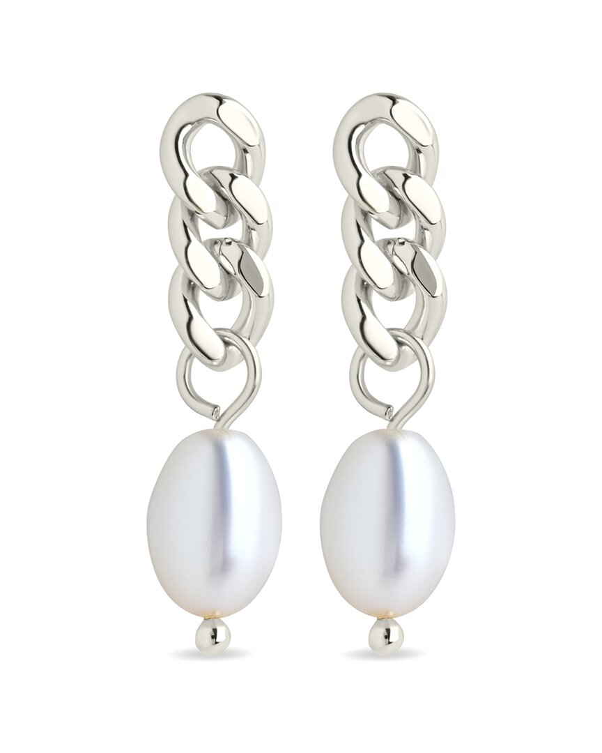 Sterling Forever Pearl Hana Chain Drop Earrings