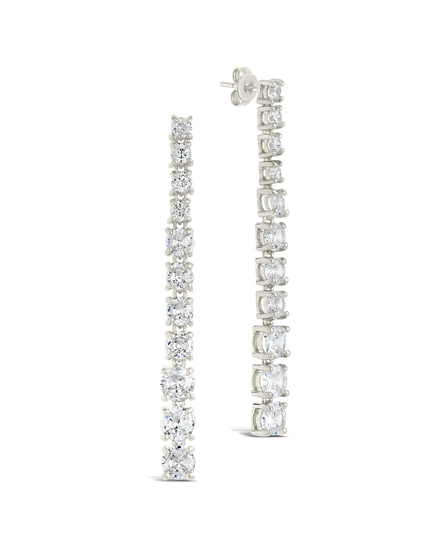 Sterling Forever Natasha Cz Drop Stud Earrings In Metallic