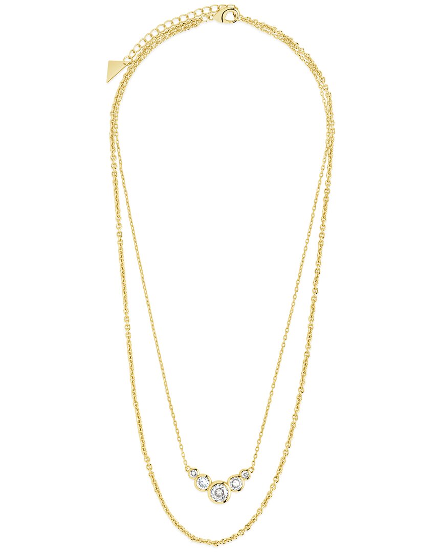 Sterling Forever Cz Eileen Bezel Layered Chain Necklace