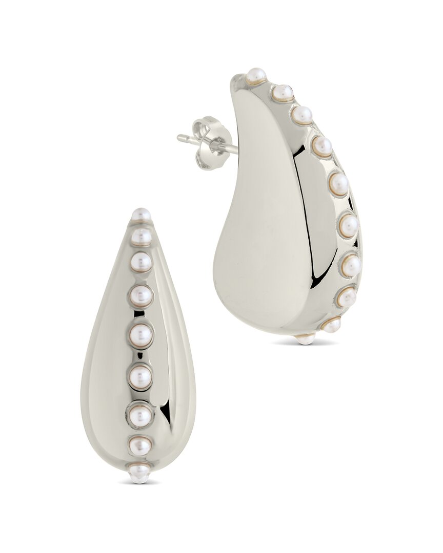 Sterling Forever Raze Mother Of Pearl Studded Drop Earrings