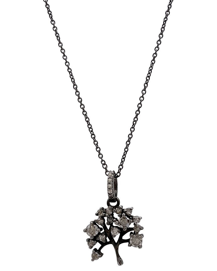 Adornia Fine Silver Diamond Tree Necklace