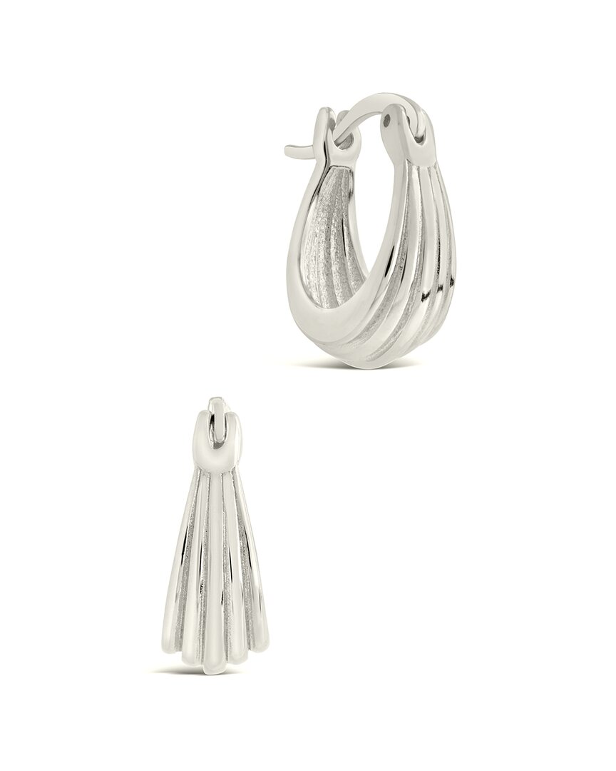Sterling Forever Silver Ripple Statement Hoop Earrings In Metallic
