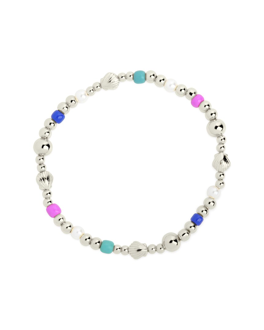 Sterling Forever Gold-tone Or Silver-tone Colored And Cultured Pearl Beaded Truvy Stretch Bracelet In Multi