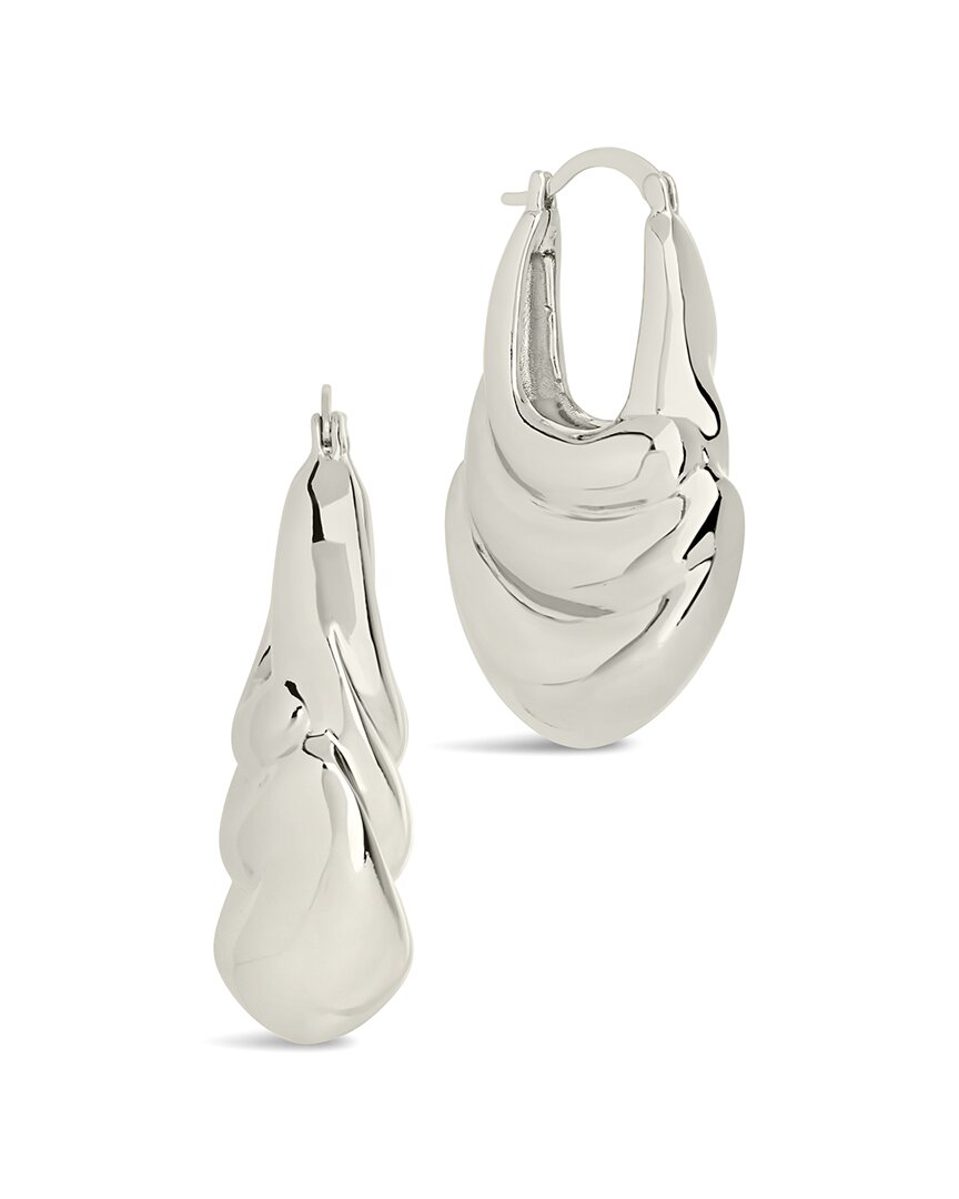 Sterling Forever Manon Textured Statement Hoop Earrings In Metallic