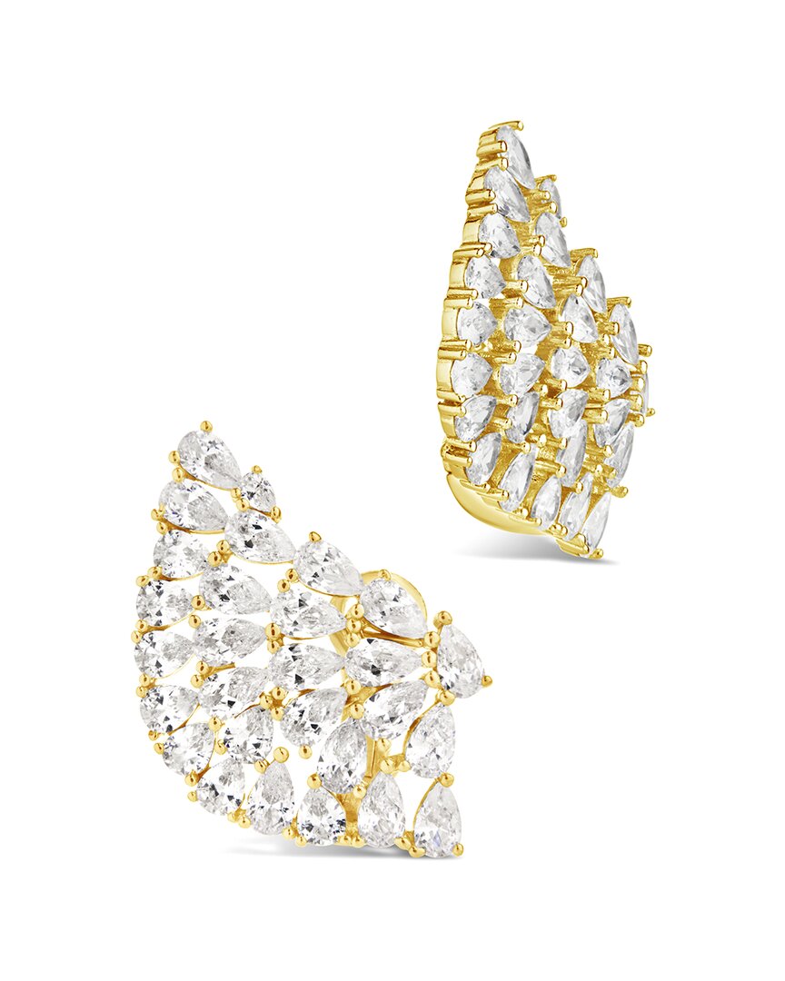 Sterling Forever Miranda Cubic Zirconia Fan Stud Earrings In Gold