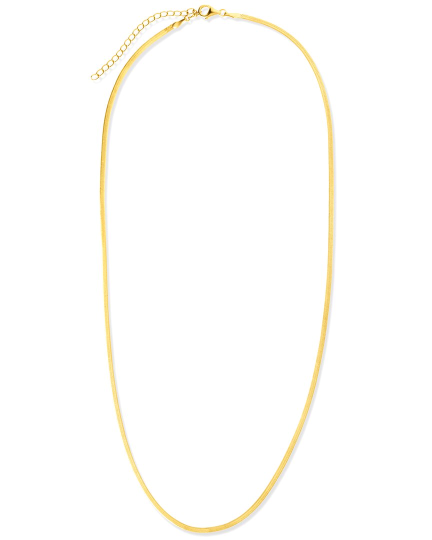 Sterling Forever Cz Herringbone Chain Necklace In Gold