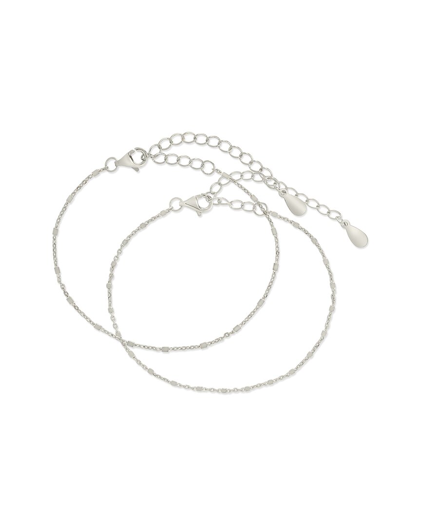 Sterling Forever Chloe Set Of 2 Station Bracelets