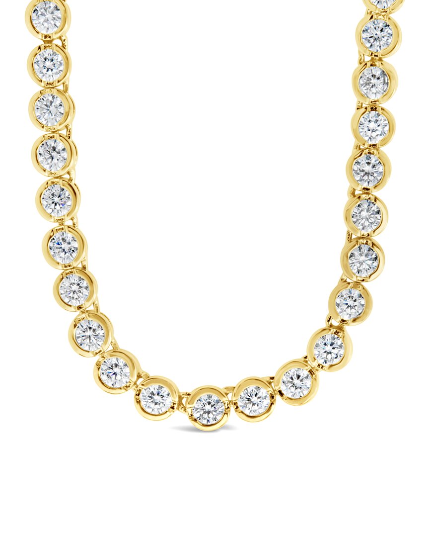 Sterling Forever 14k Plated Cz Helene Bezel Tennis Necklace