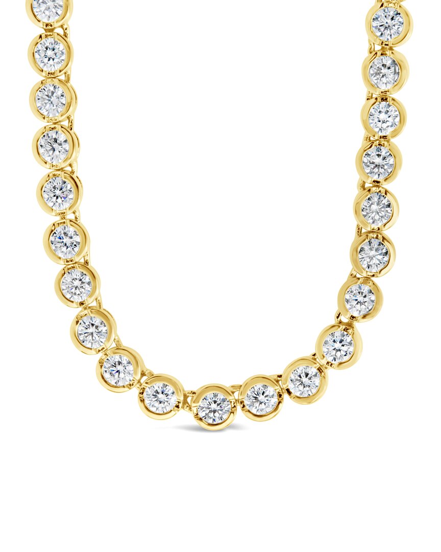 Sterling Forever 14k Plated Cz Helene Bezel Tennis Necklace In Gold