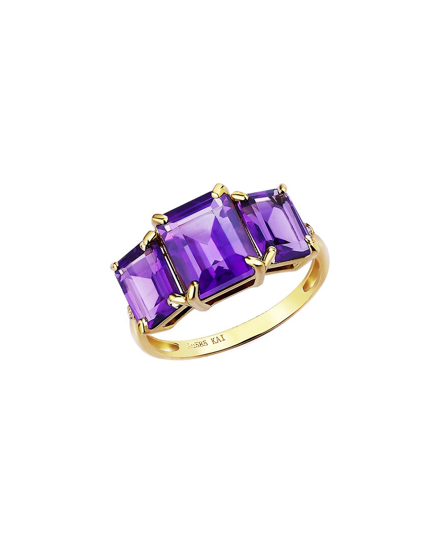 Kai Fine Jewelry 14k 4.33 Ct. Tw. Diamond & Amethyst Cocktail Ring In Gold