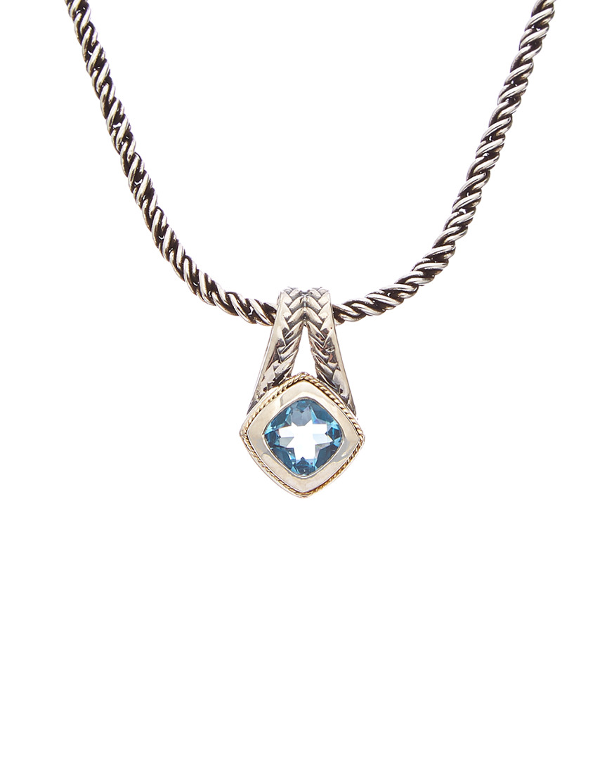 Shop Effy Fine Jewelry 18k & Silver 0.95 Ct. Tw. Blue Topaz Pendant Necklace