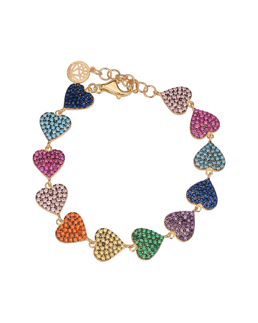 Gabi Rielle Modern Touch Collection 14k Over Silver Cz Rainbow Love Bracelet