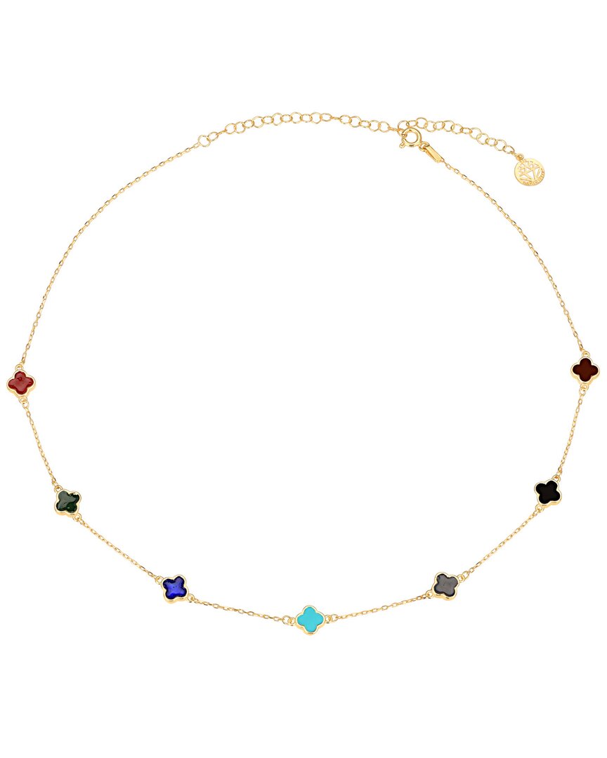 Gabi Rielle Modern Touch Collection 14k Over Silver Clover Necklace In Brown