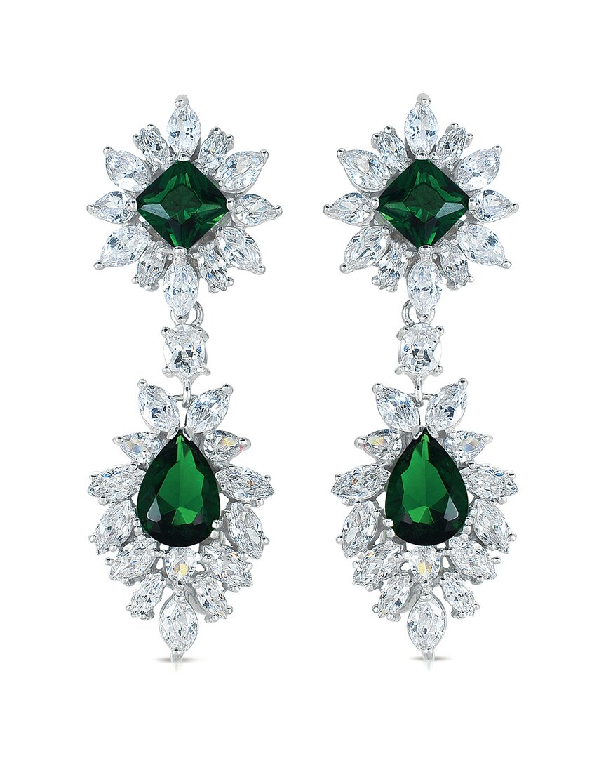 Genevive Silver Cz Dangle Earrings