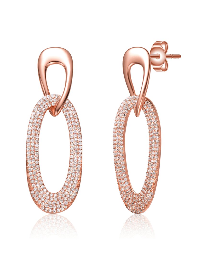 Genevive 18k Rose Gold Vermeil Cz Dangle Earrings