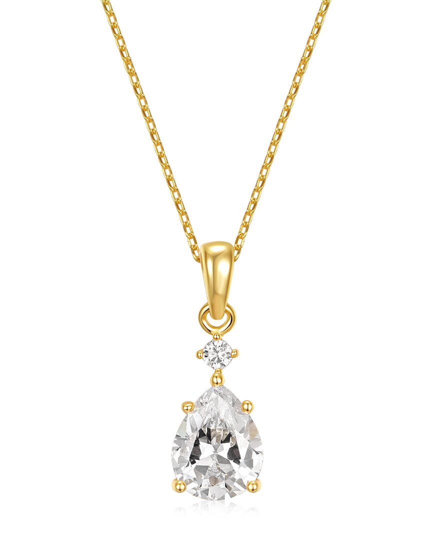 Genevive 14k Over Silver Cz Pendant Necklace