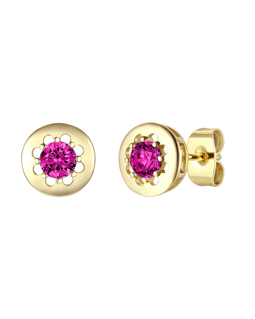 Rachel Glauber 14k Plated Cz Round Studs