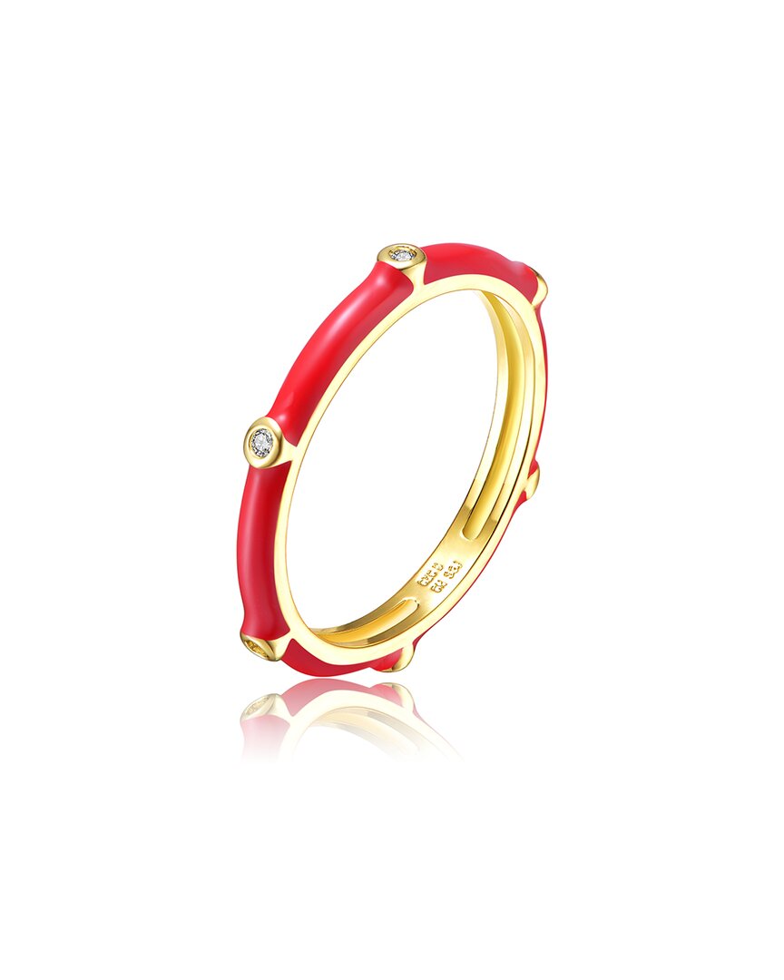 Rachel Glauber 14k Plated Cz Bamboo Stacking Ring