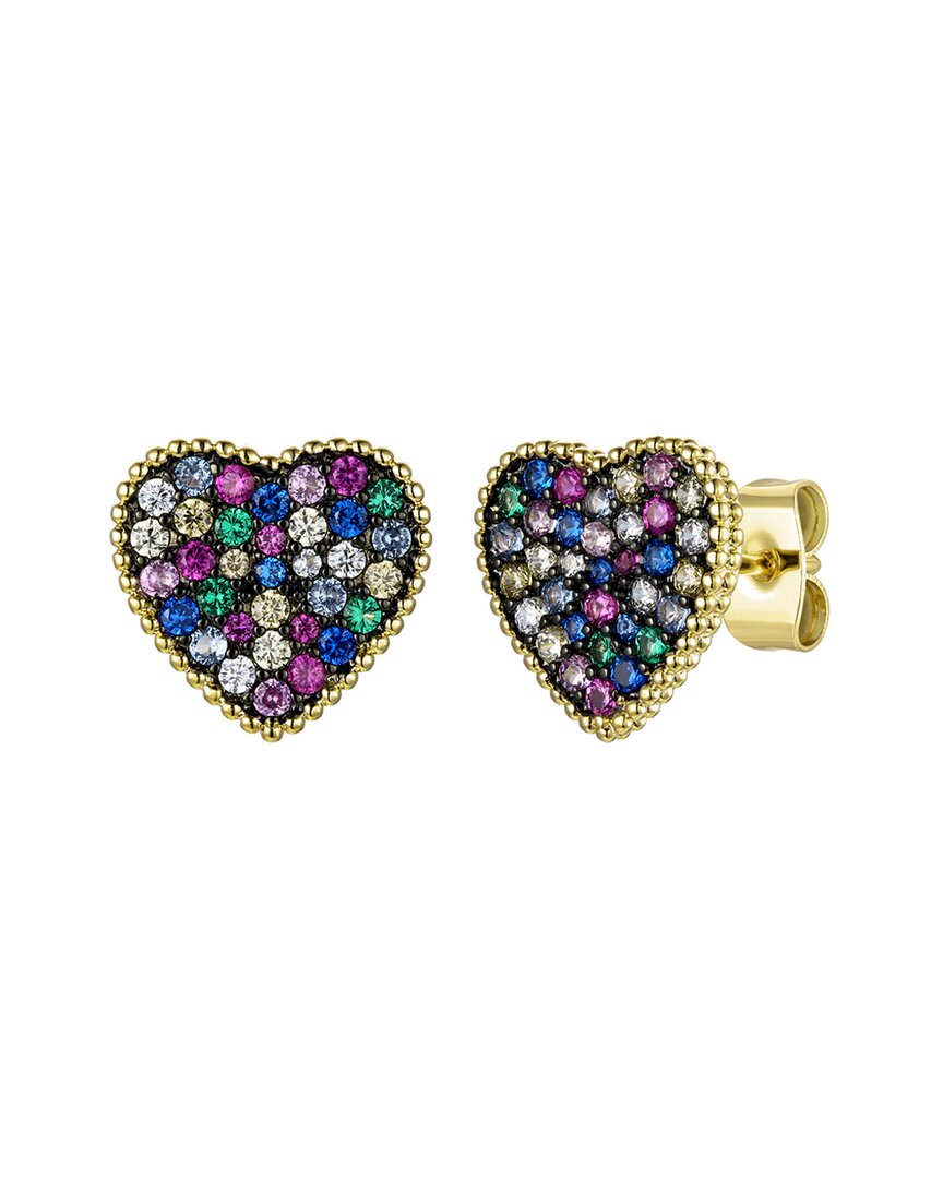 Shop Rachel Glauber 14k Plated Cz Heart Studs