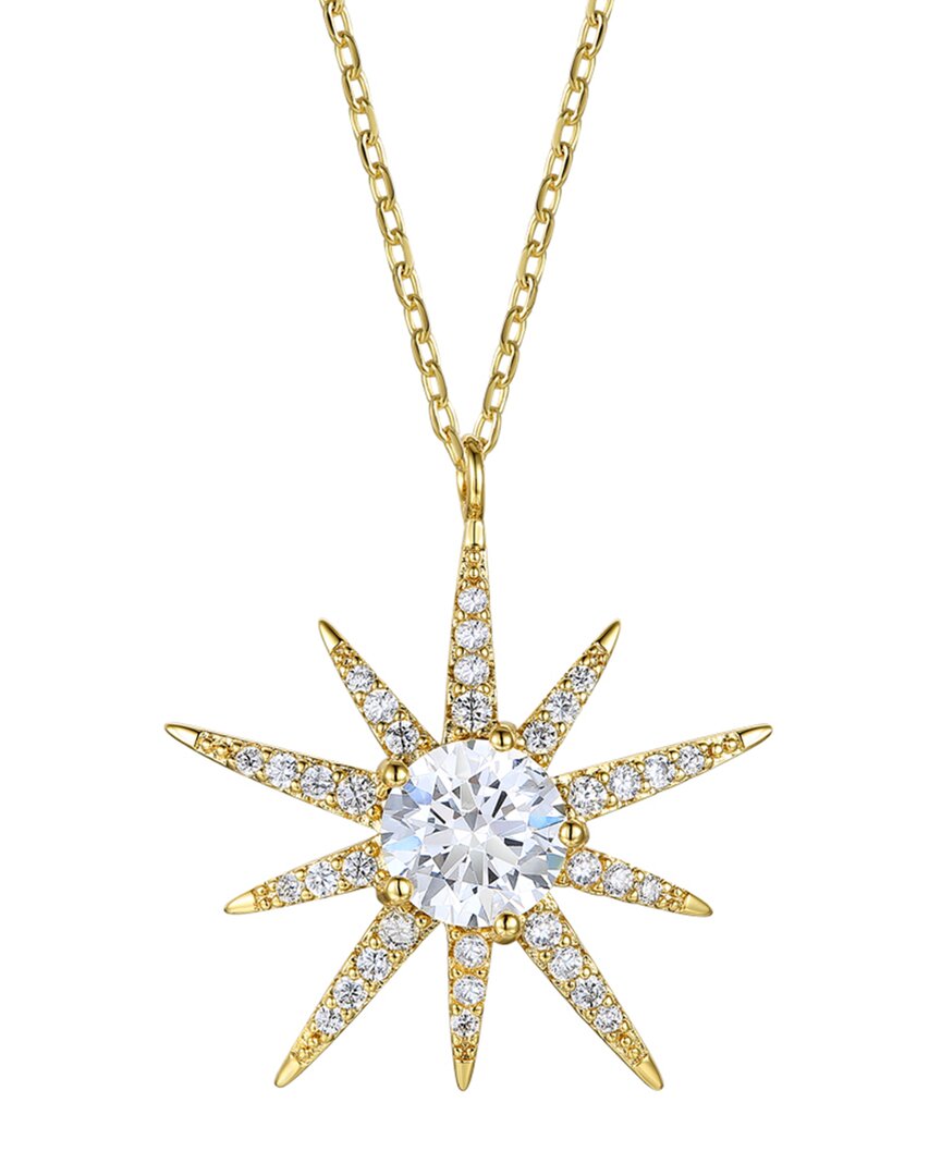 Shop Rachel Glauber 14k Plated Cz Starburst Pendant Necklace