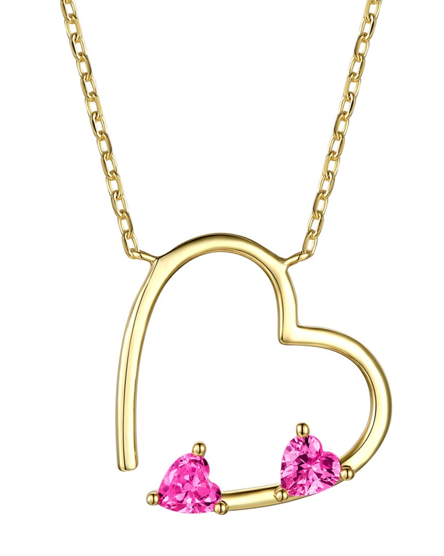 Rachel Glauber 14k Plated Cz Open Heart Necklace