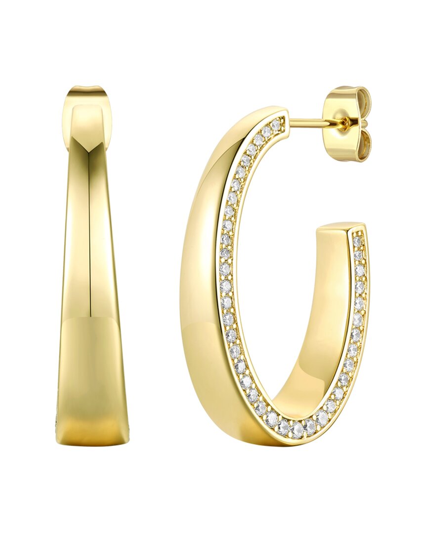 Rachel Glauber 14k Plated Cz Hoops In Gold