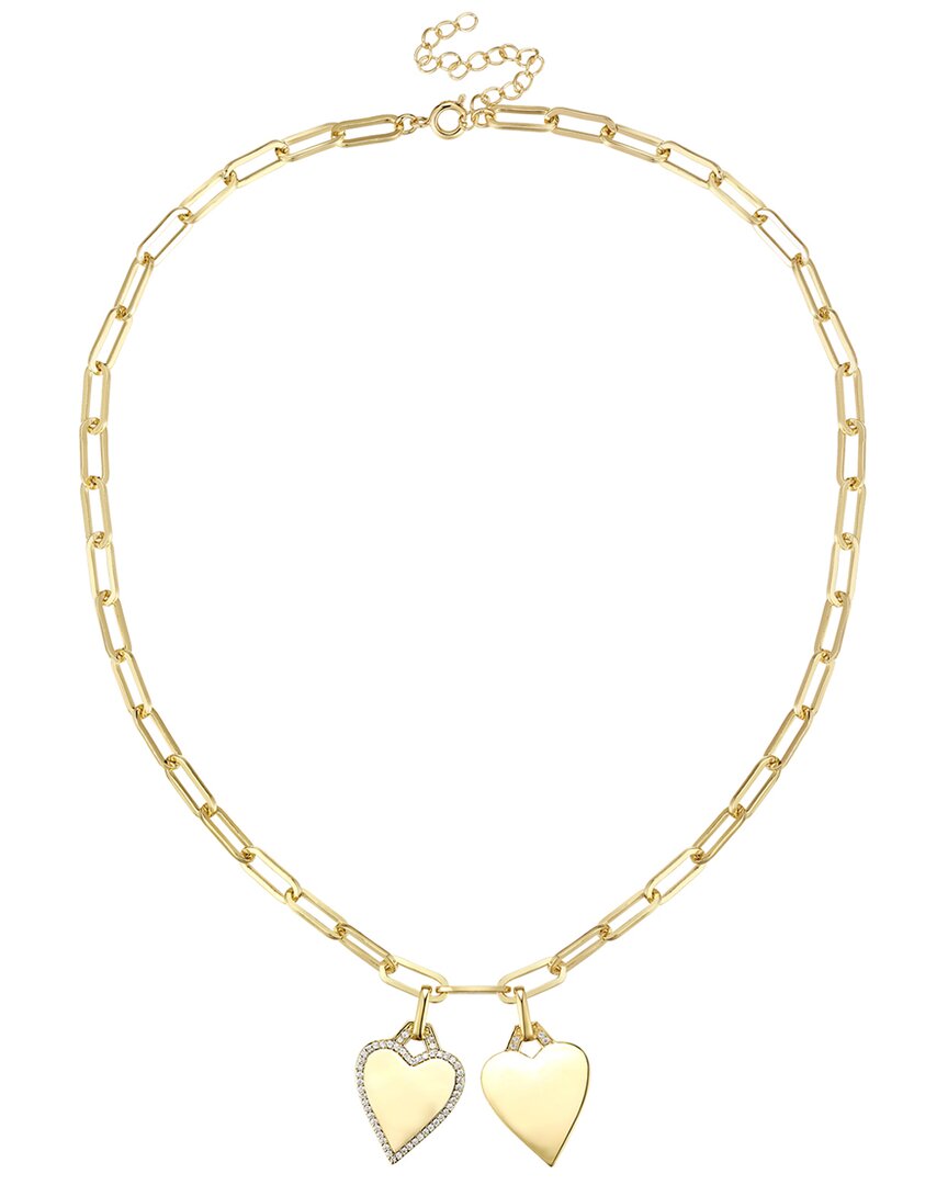 Rachel Glauber 14k Plated Cz Double Heart Necklace
