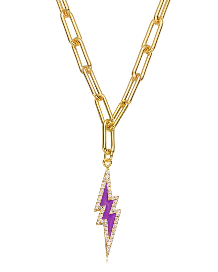 Rachel Glauber 14k Gold Plated Cubic Zirconia Charm Necklace