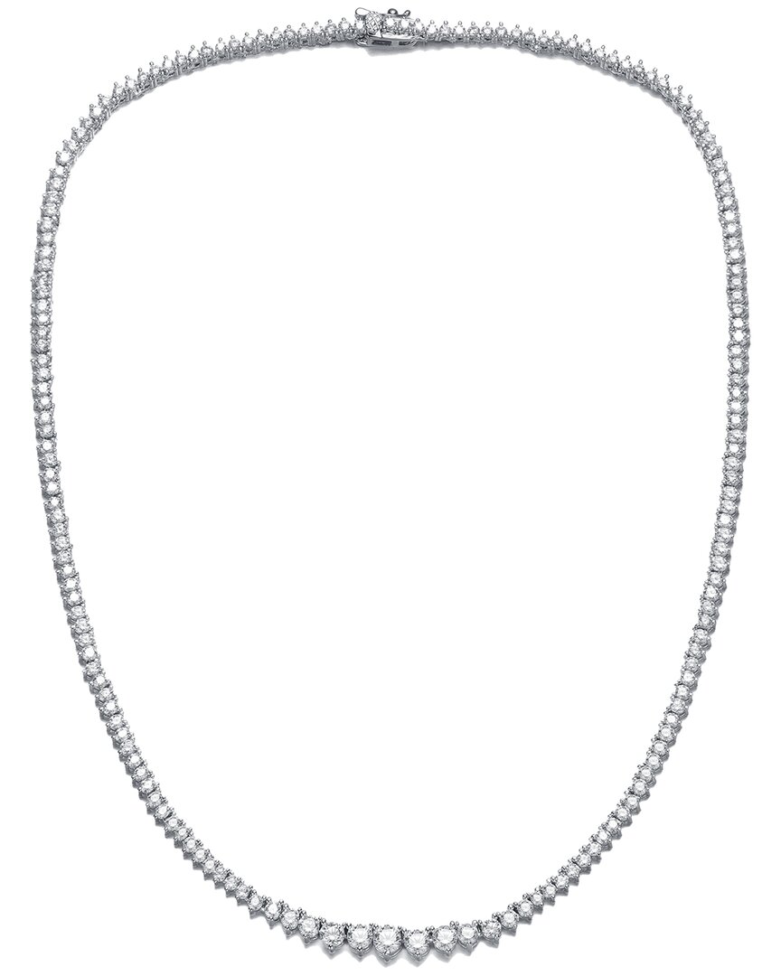 Rachel Glauber Plated Cz Graduated Tennis Necklace