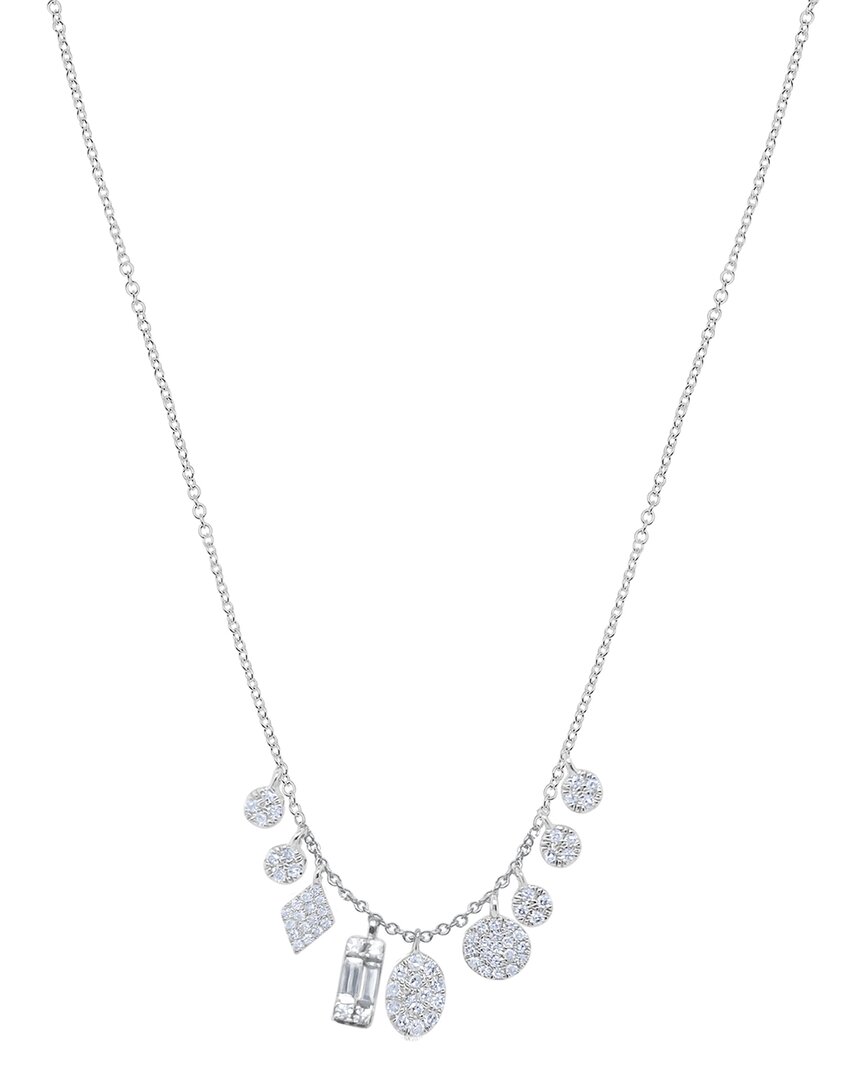 Meira T 14k 0.27 Ct. Tw. Diamond Illusion Charm Necklace In Silver