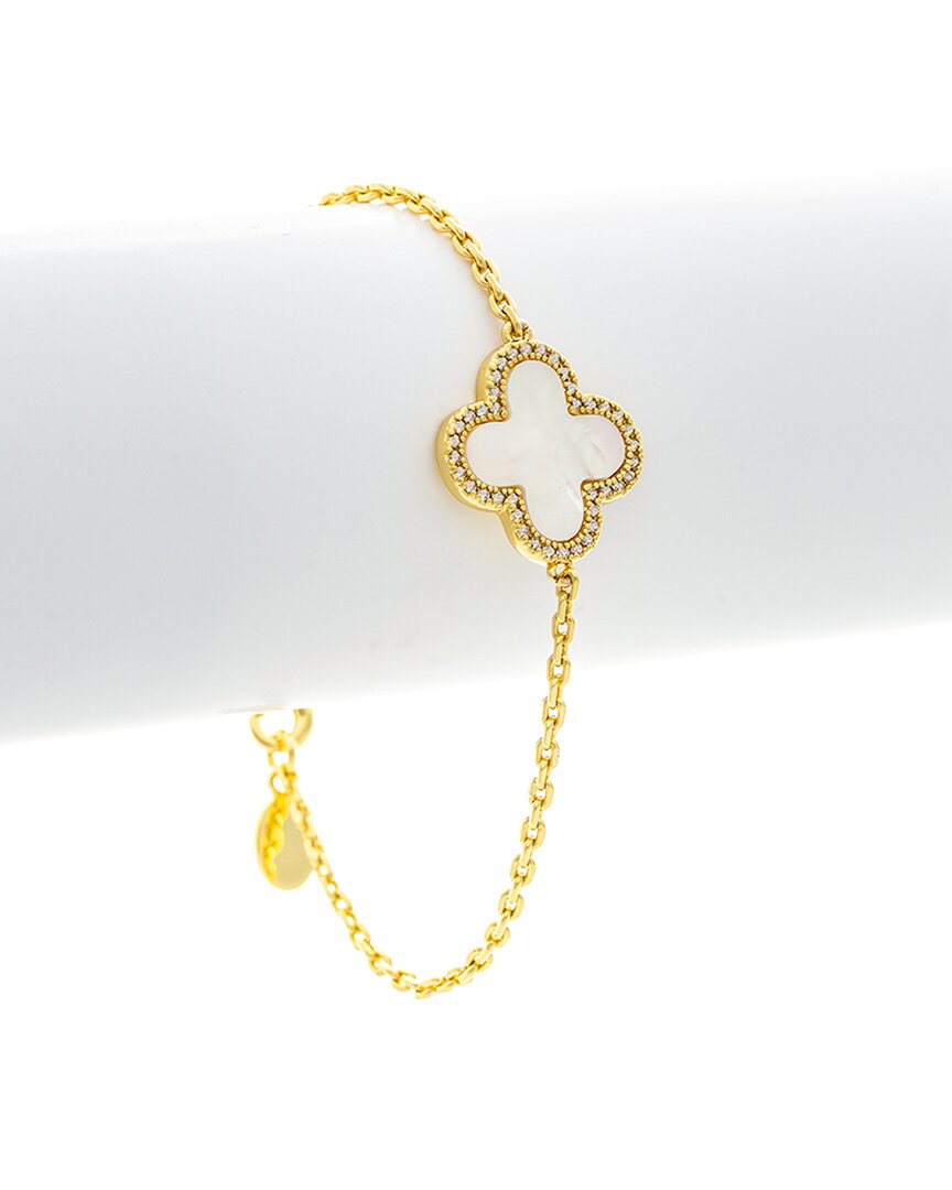 Rivka Friedman 18k Plated Mother Of Pearl Cz Bracelet
