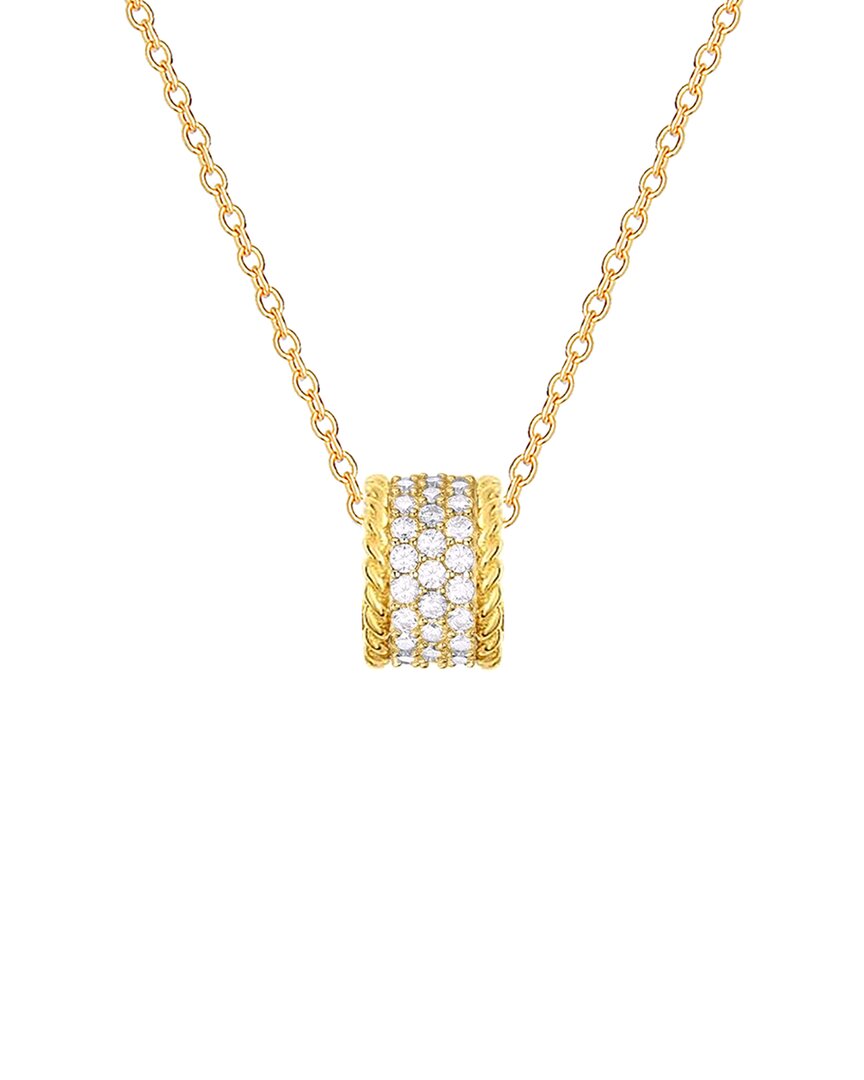 Gabi Rielle 14k Over Silver Cz Dangle Necklace In Black
