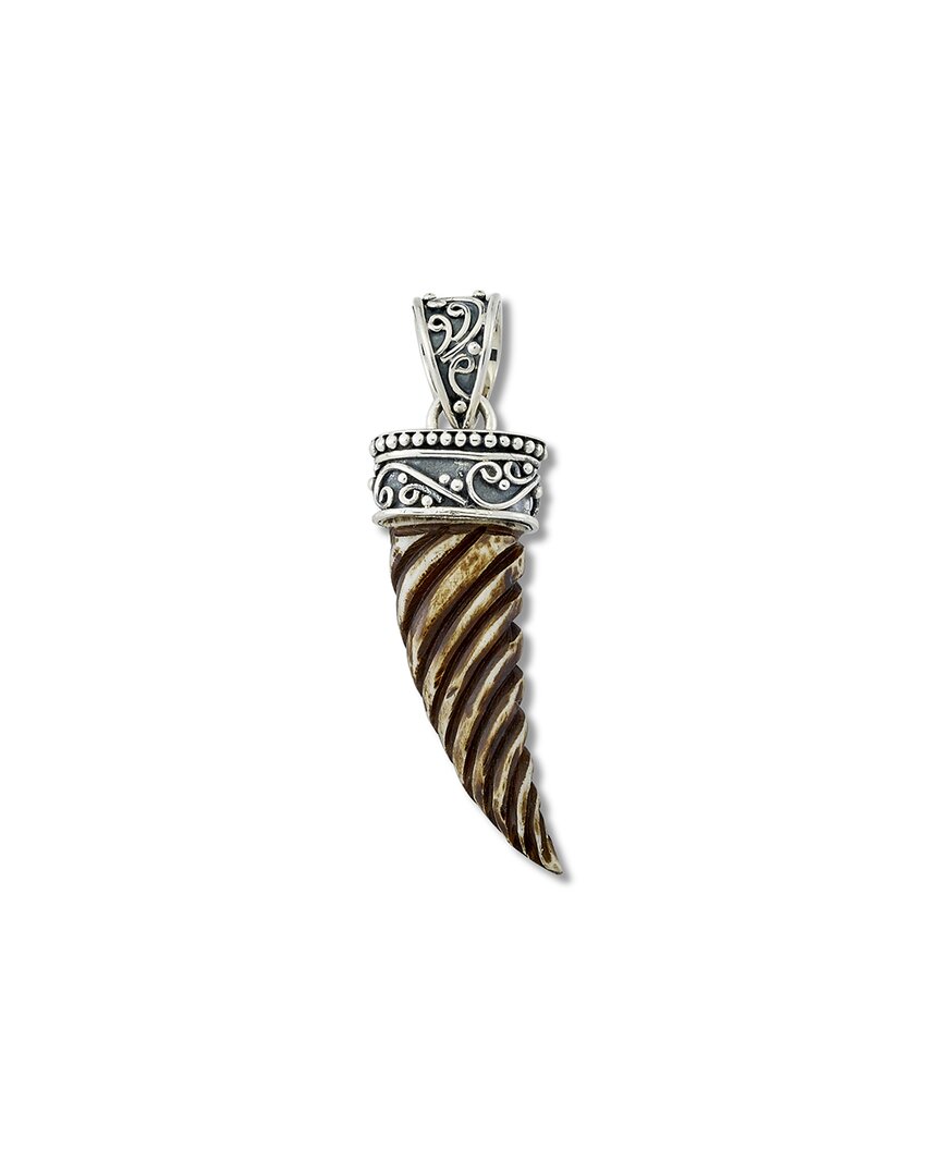 Samuel B. 18k & Silver 6.50 Ct. Tw. Bovine Bone Carved Pendant