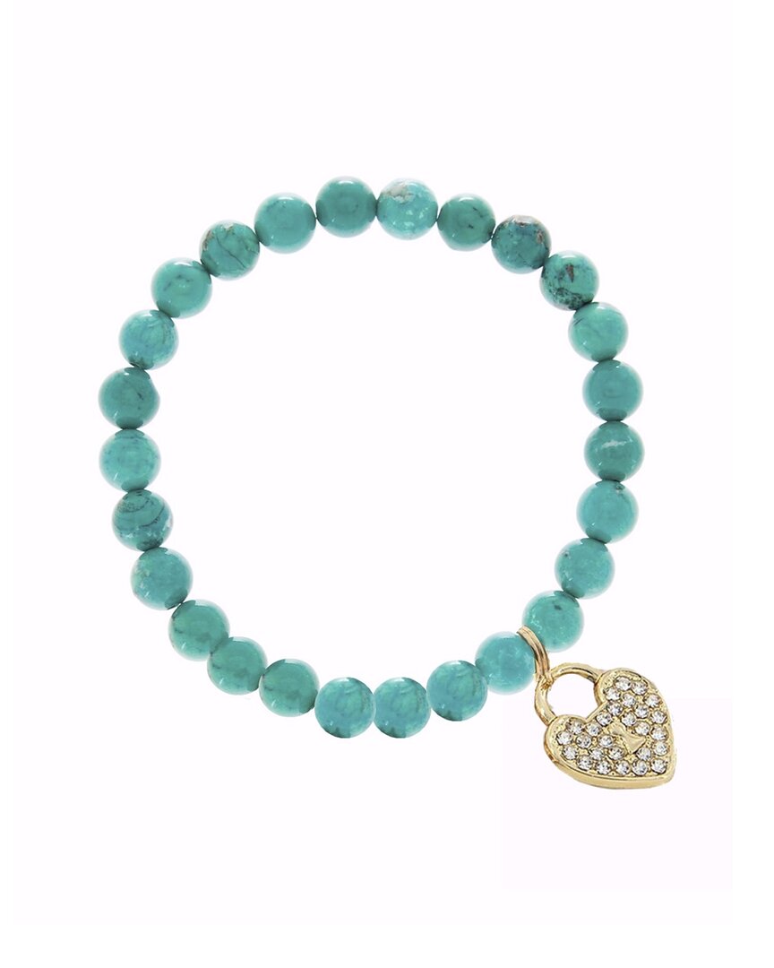 Liv Oliver 18k Plated 19.75 Ct. Tw. Turquoise Cz Heart Bracelet In Blue