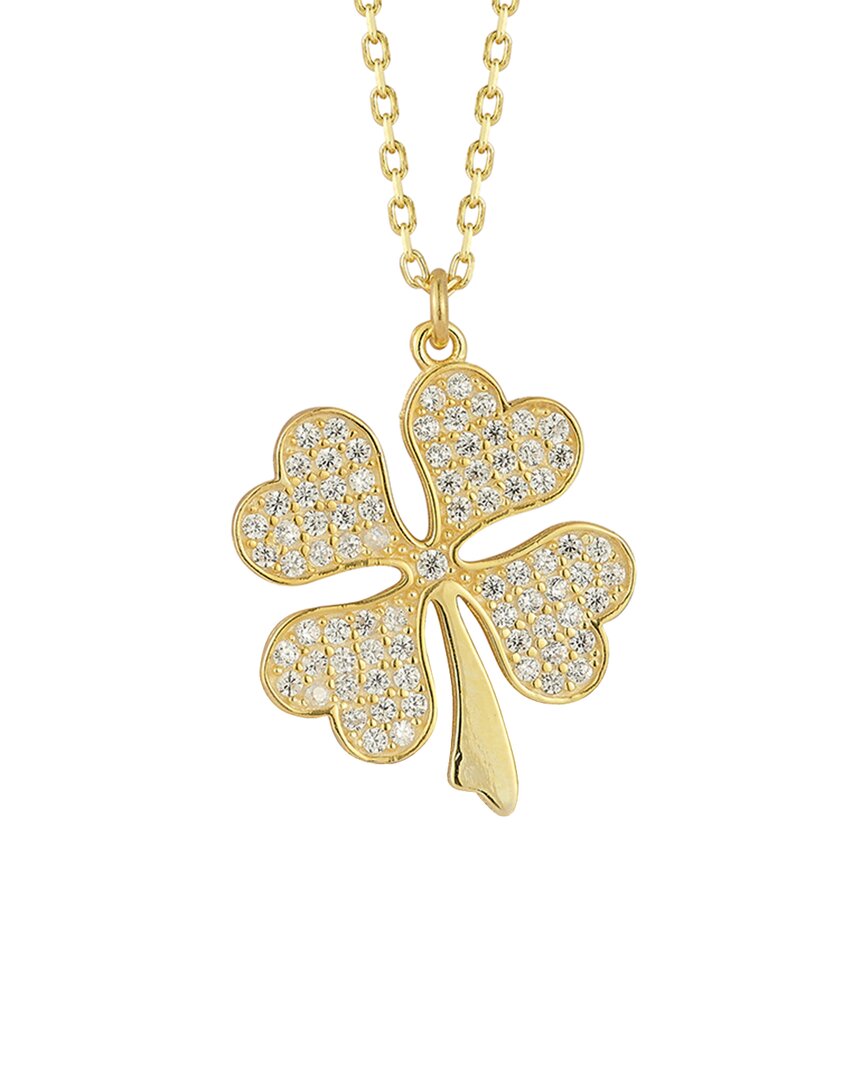 Sphera Milano 14k Over Silver Cz Clover Pendant Necklace
