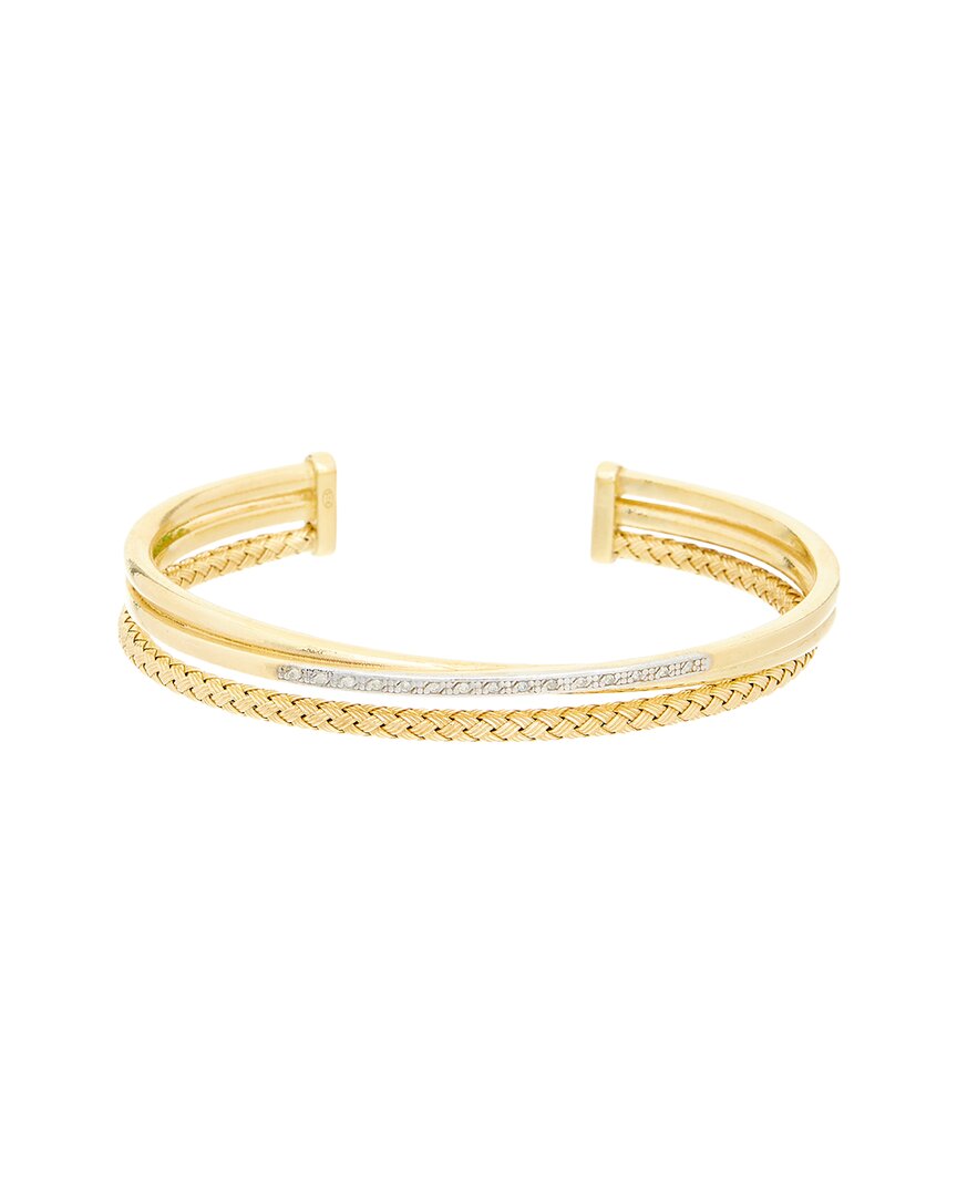 Meshmerise 0.07 Ct. Tw. Diamond 18k Gold Over Silver Bangle Bracelet