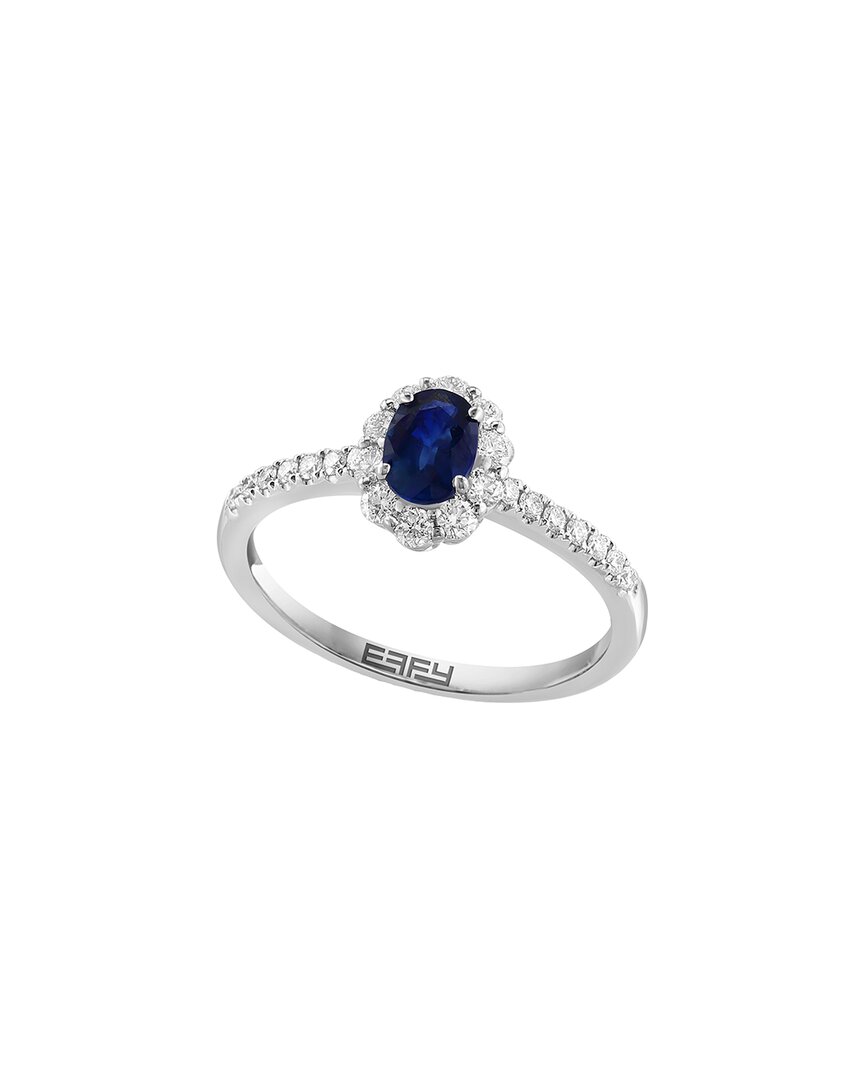 Shop Effy Fine Jewelry 14k 0.57 Ct. Tw. Diamond & Sapphire Ring