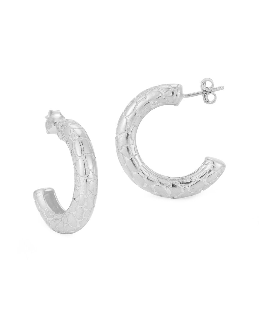 Chloe & Madison Chloe And Madison Silver Hammered Hoops