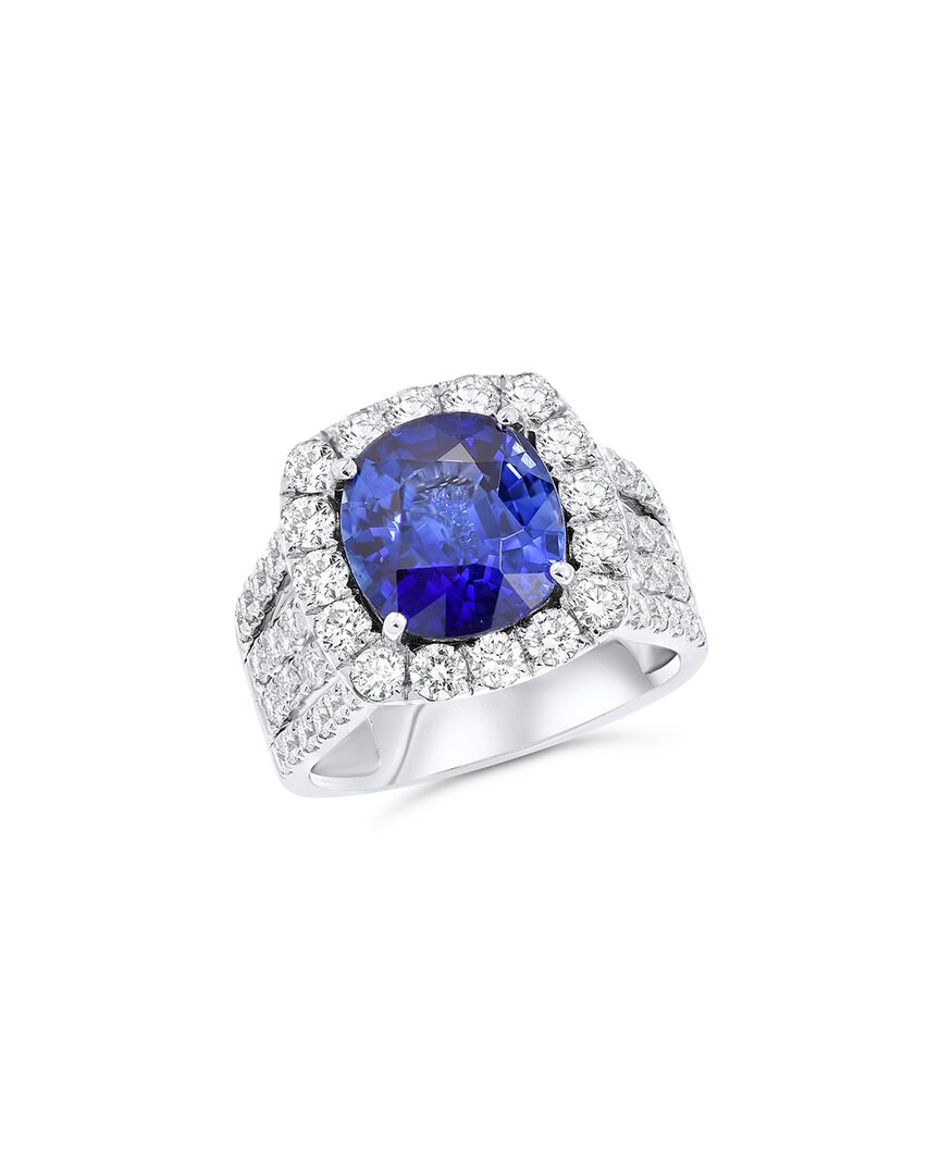 Diana M. Fine Jewelry 18k 8.8 Ct. Tw. Diamond & Sapphire Half-set Ring