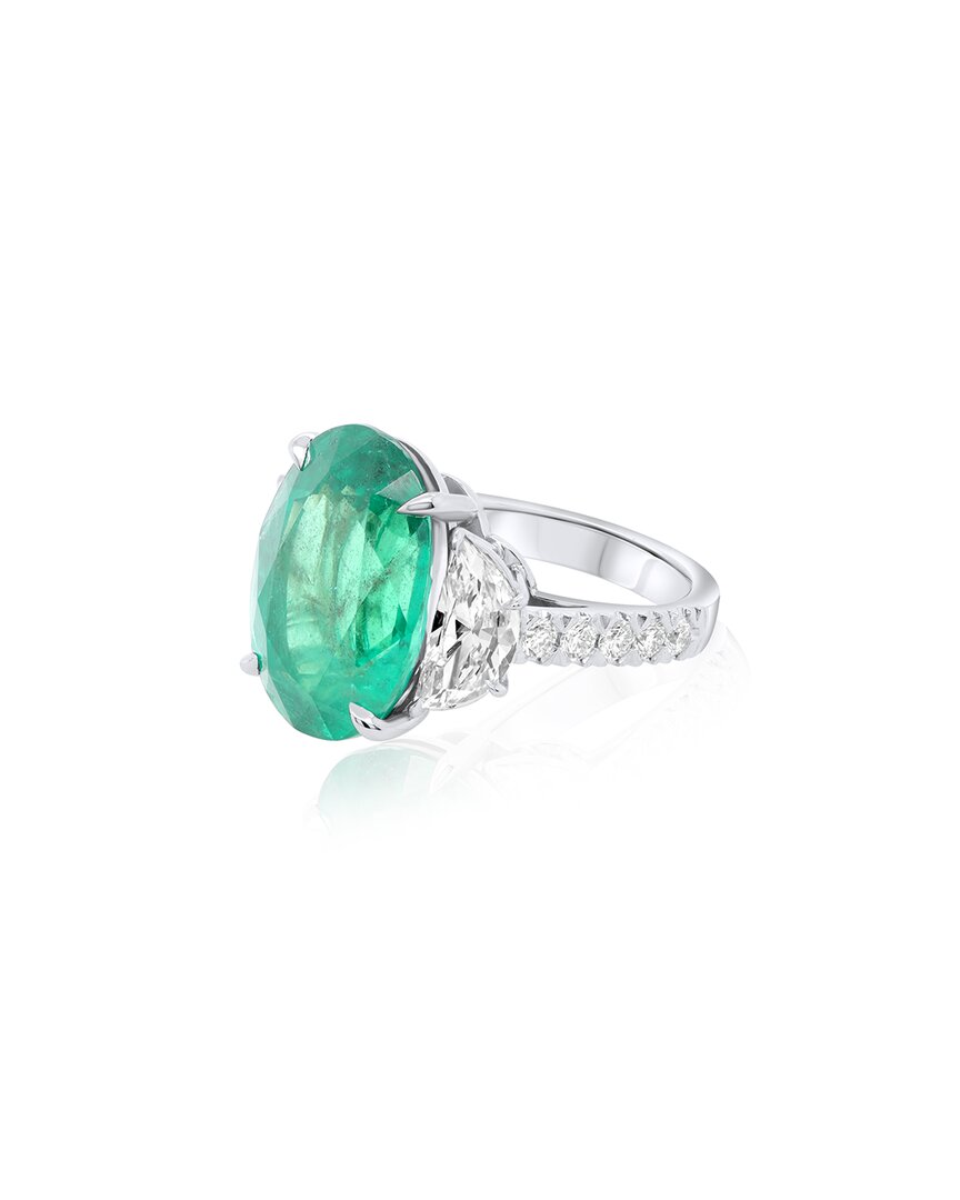 Diana M. Fine Jewelry White Gold 27.00 Ct. Tw. Diamond & Emerald Half-set Ring